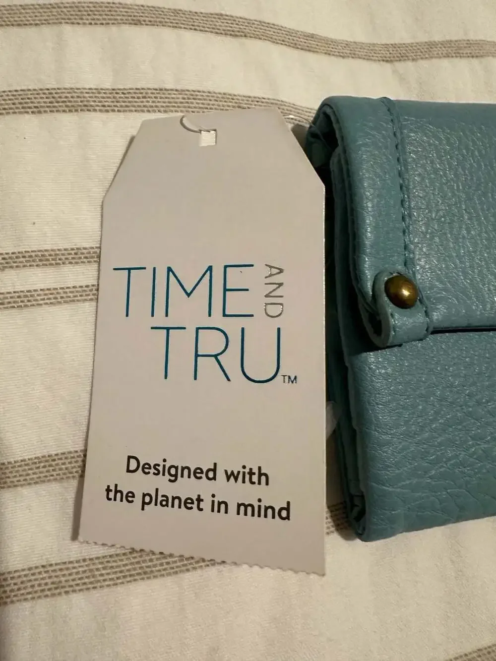 Time and Tru Blue Flap Front Soft Wallet